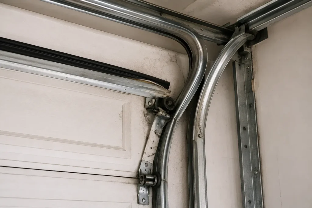 Bent and misaligned garage door track