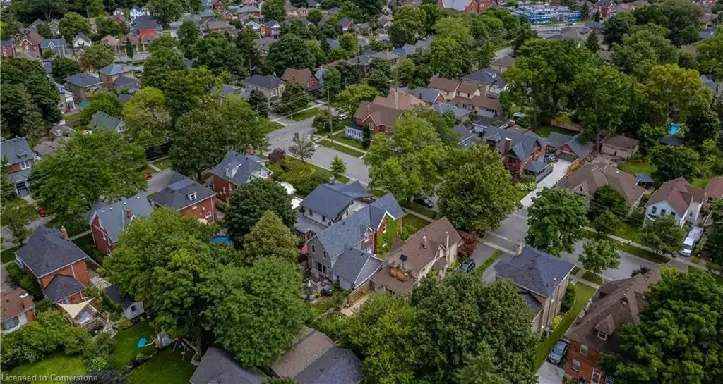 Aerial view of a residential neighbourhood in Brantford, Ontario