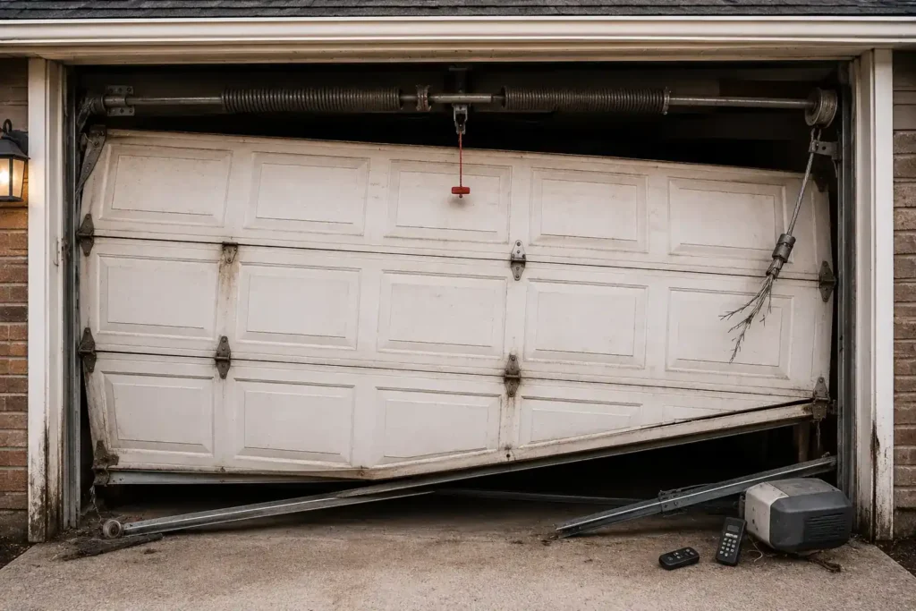 Broken garage door